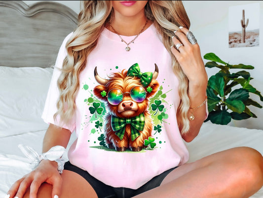 St Patrick's Day Highland Cow Tshirt